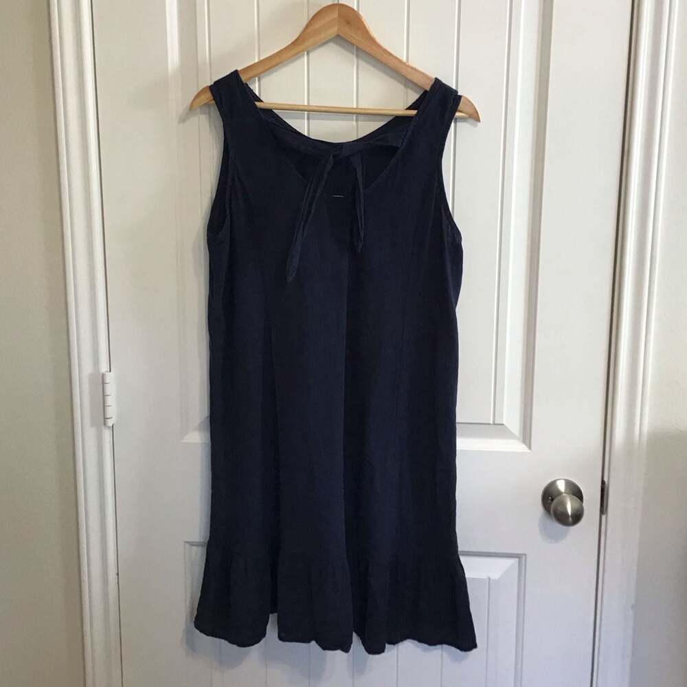 Terzo Millennio Made in Italy Sleeveless Ruffle Hem Linen Dress Large Chic - Picture 2 of 9